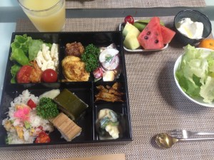 Bento box breakfast at our ryokan (a traditional Japanese inn)